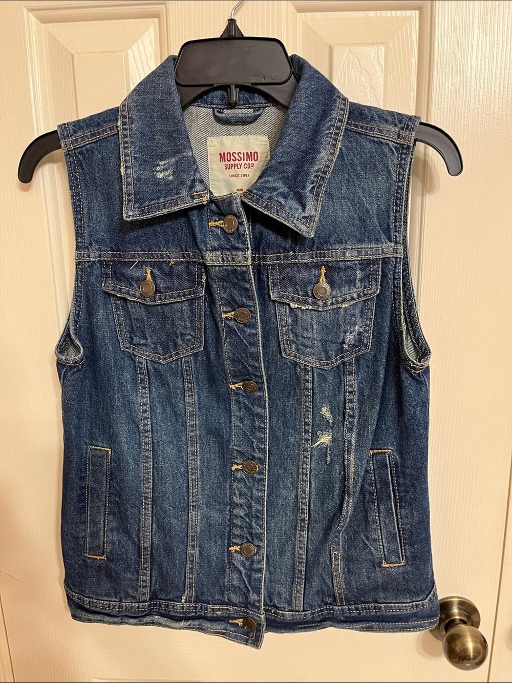 Mossimo Supply Co. Blue Denim Vest with Contrast Stitching